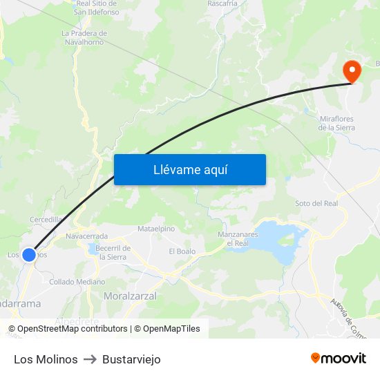 Los Molinos to Bustarviejo map