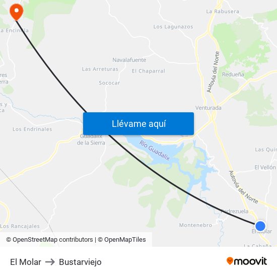 El Molar to Bustarviejo map