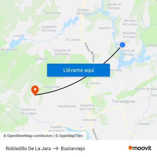 Robledillo De La Jara to Bustarviejo map