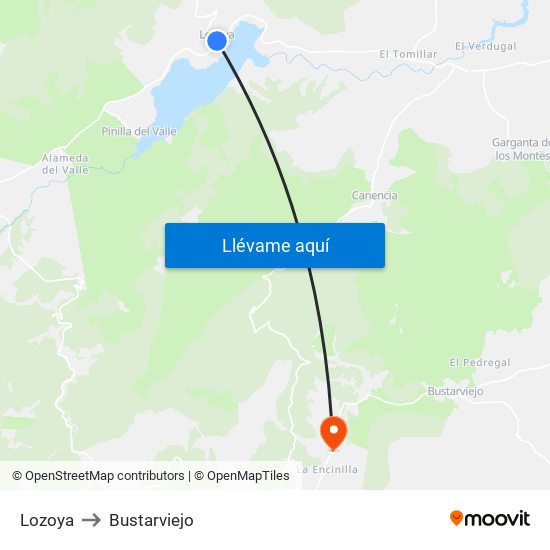 Lozoya to Bustarviejo map