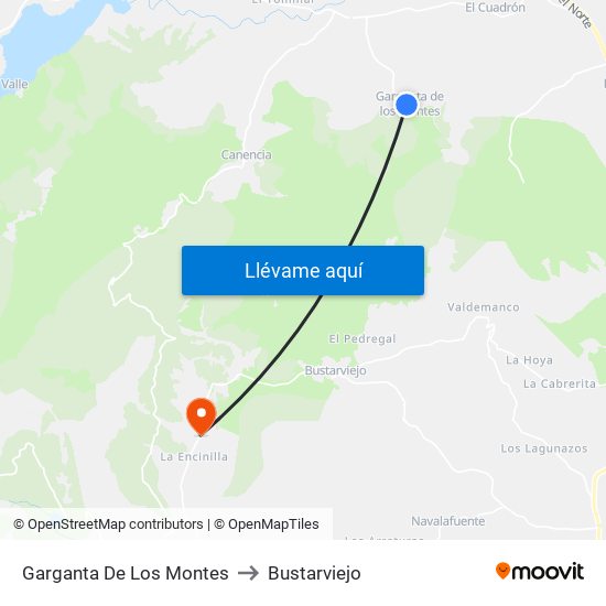 Garganta De Los Montes to Bustarviejo map