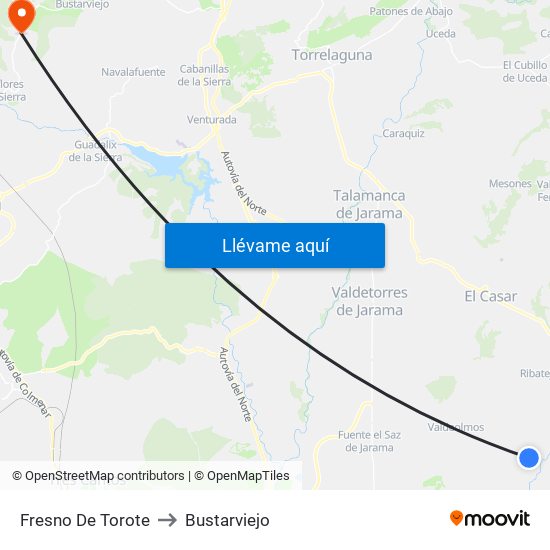 Fresno De Torote to Bustarviejo map