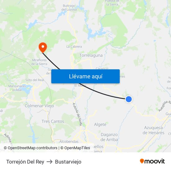 Torrejón Del Rey to Bustarviejo map