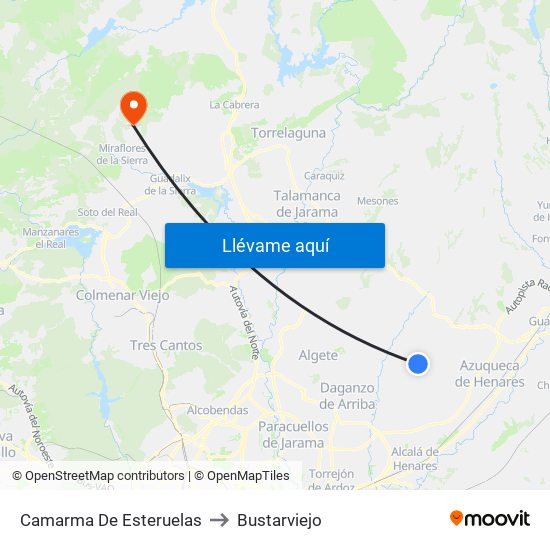 Camarma De Esteruelas to Bustarviejo map