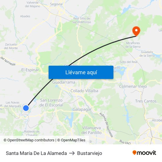 Santa María De La Alameda to Bustarviejo map