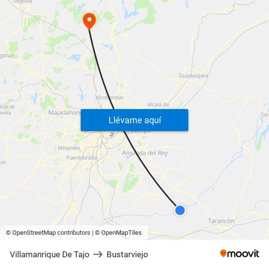 Villamanrique De Tajo to Bustarviejo map
