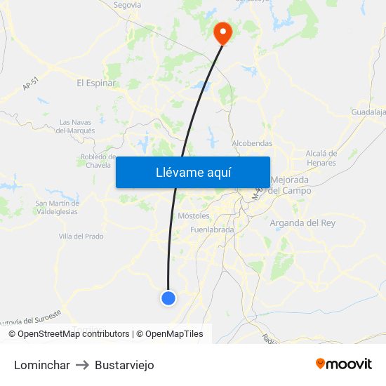 Lominchar to Bustarviejo map