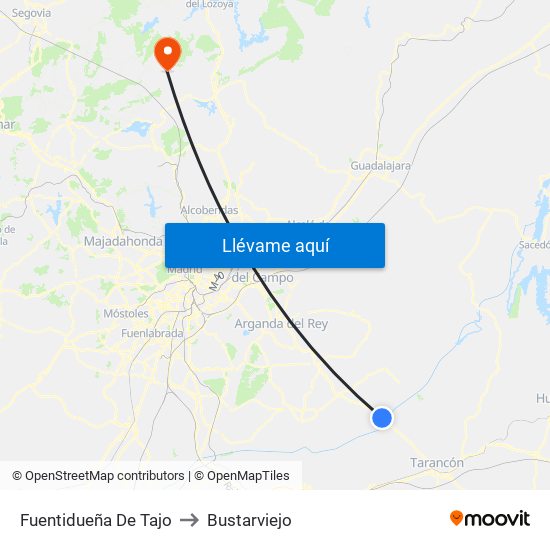 Fuentidueña De Tajo to Bustarviejo map