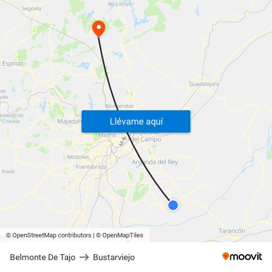Belmonte De Tajo to Bustarviejo map