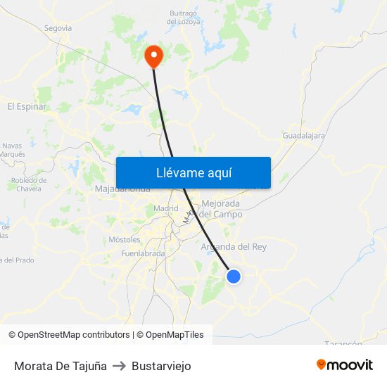Morata De Tajuña to Bustarviejo map