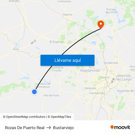 Rozas De Puerto Real to Bustarviejo map