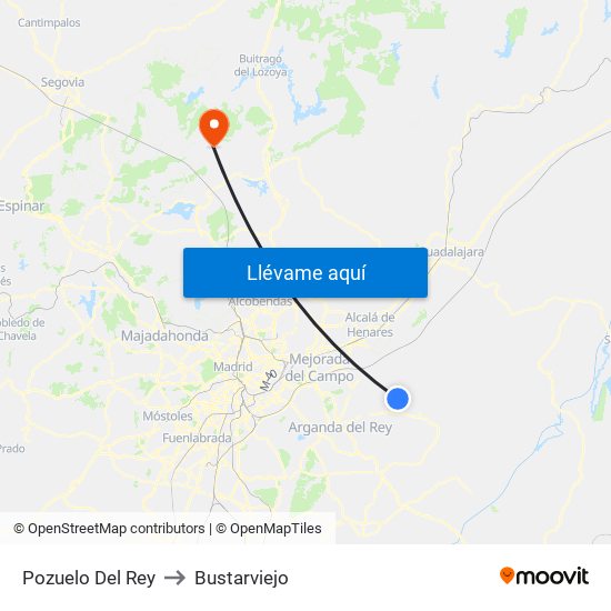 Pozuelo Del Rey to Bustarviejo map