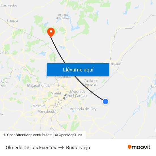 Olmeda De Las Fuentes to Bustarviejo map