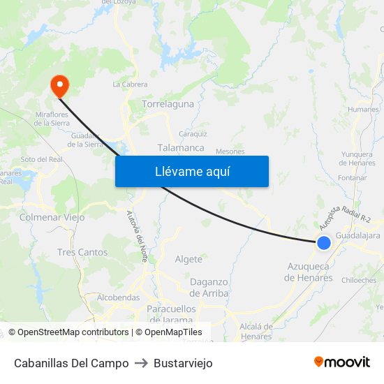 Cabanillas Del Campo to Bustarviejo map