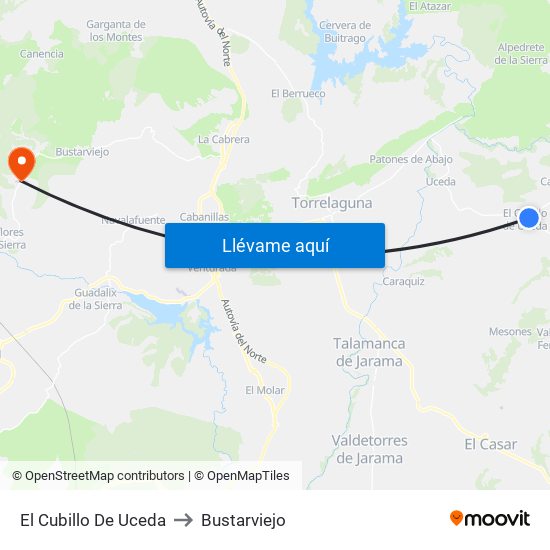 El Cubillo De Uceda to Bustarviejo map