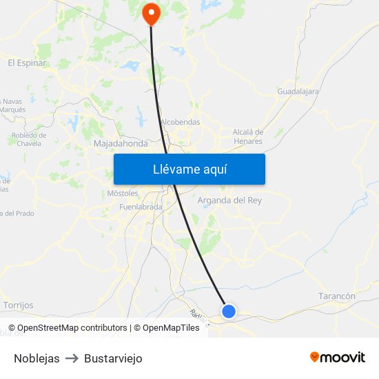 Noblejas to Bustarviejo map