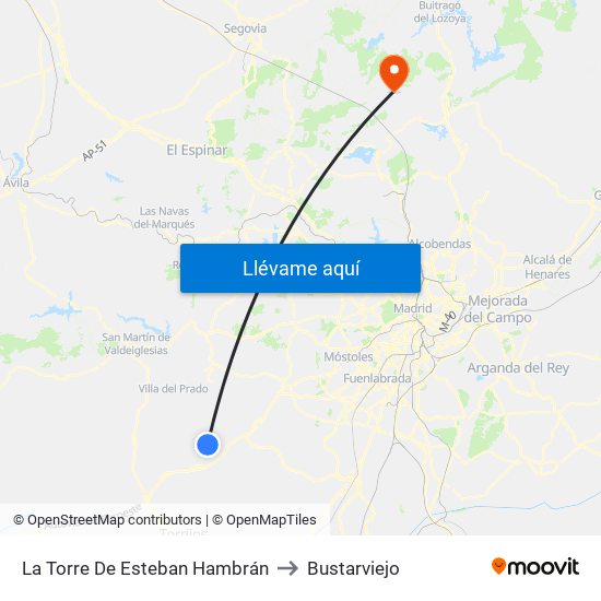La Torre De Esteban Hambrán to Bustarviejo map