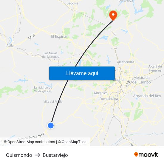 Quismondo to Bustarviejo map