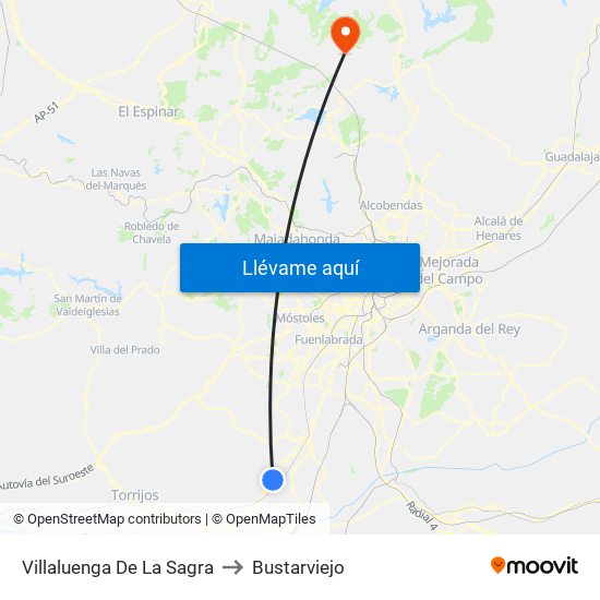 Villaluenga De La Sagra to Bustarviejo map