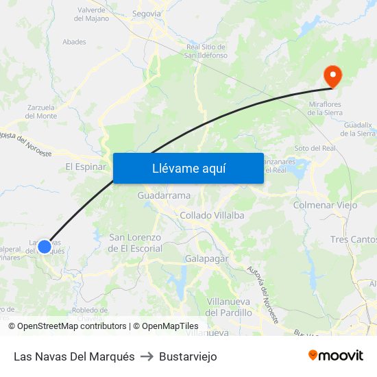 Las Navas Del Marqués to Bustarviejo map