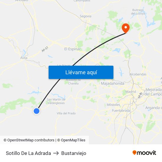 Sotillo De La Adrada to Bustarviejo map