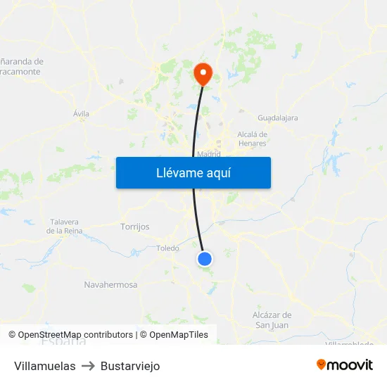Villamuelas to Bustarviejo map