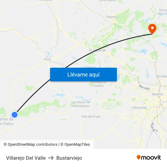 Villarejo Del Valle to Bustarviejo map