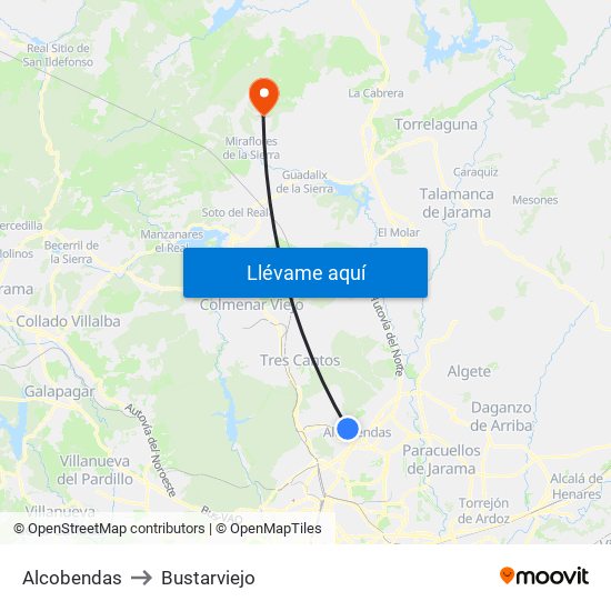 Alcobendas to Bustarviejo map