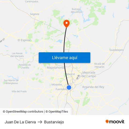 Juan De La Cierva to Bustarviejo map