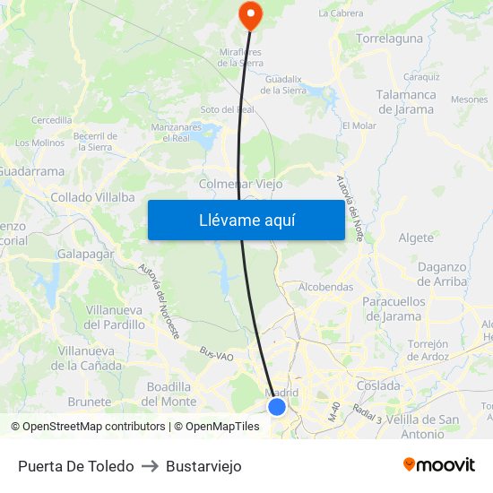 Puerta De Toledo to Bustarviejo map