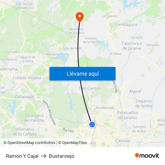 Ramón Y Cajal to Bustarviejo map