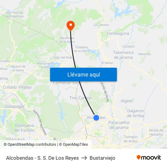 Alcobendas - S. S. De Los Reyes to Bustarviejo map