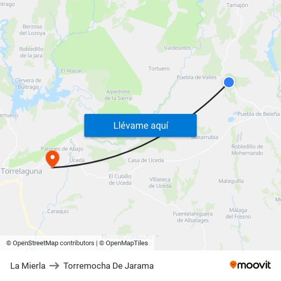 La Mierla to Torremocha De Jarama map