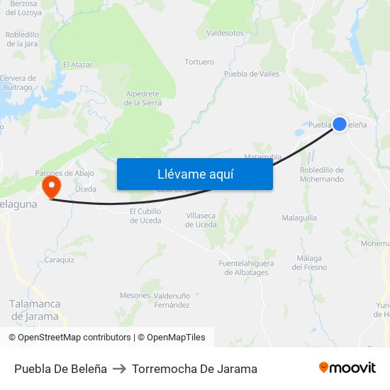Puebla De Beleña to Torremocha De Jarama map