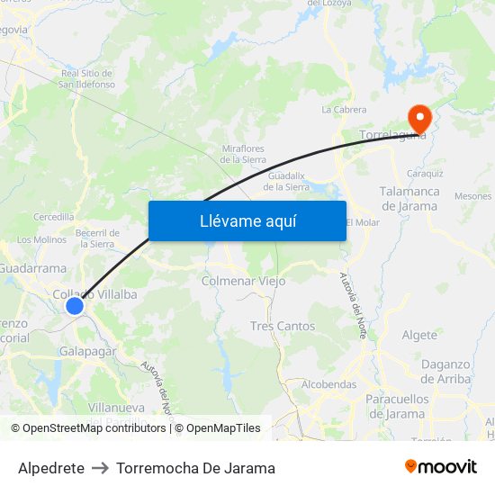 Alpedrete to Torremocha De Jarama map
