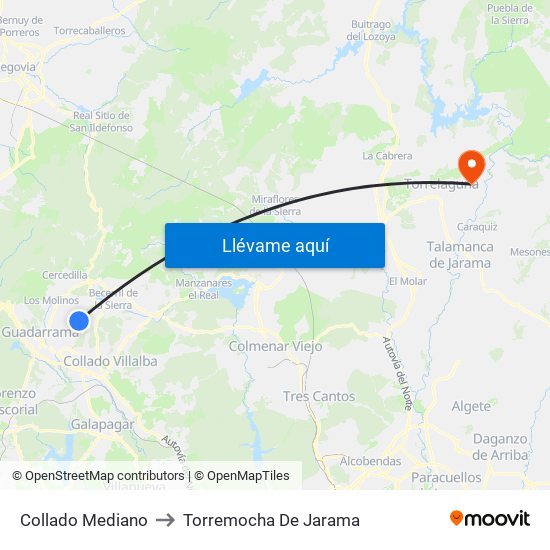Collado Mediano to Torremocha De Jarama map