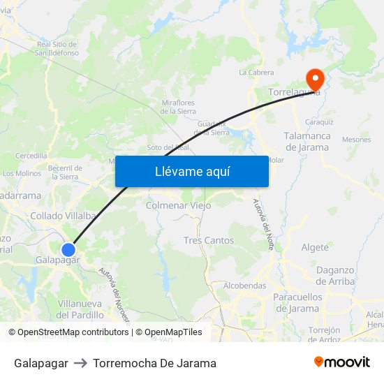 Galapagar to Torremocha De Jarama map
