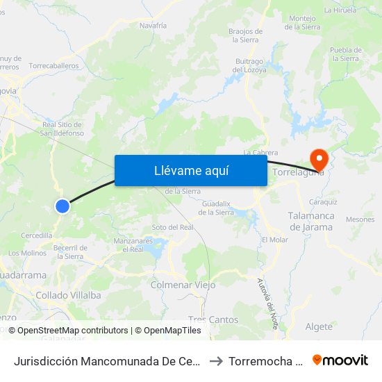 Jurisdicción Mancomunada De Cerdedilla Y Navacerrada to Torremocha De Jarama map