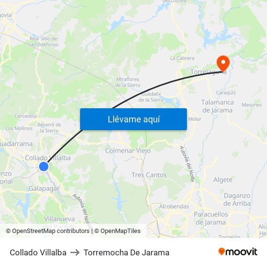 Collado Villalba to Torremocha De Jarama map