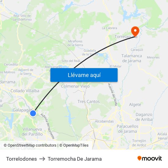 Torrelodones to Torremocha De Jarama map