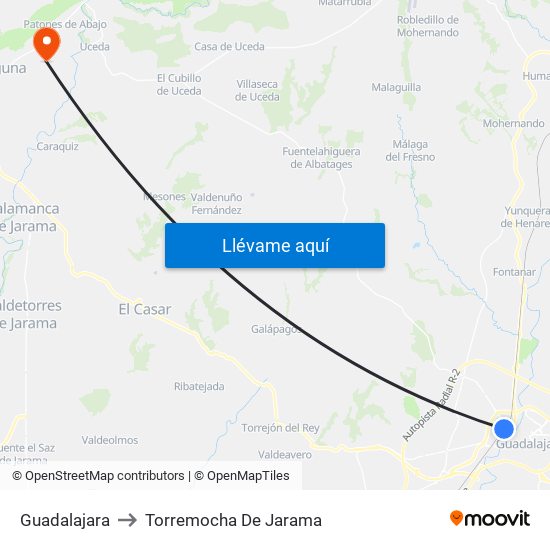 Guadalajara to Torremocha De Jarama map