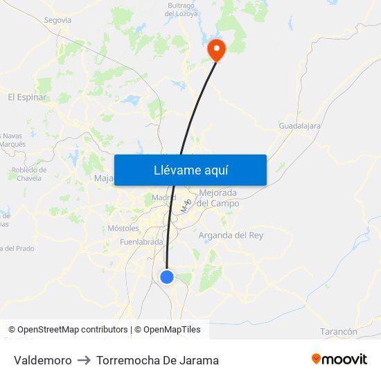 Valdemoro to Torremocha De Jarama map
