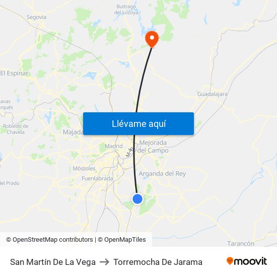 San Martín De La Vega to Torremocha De Jarama map