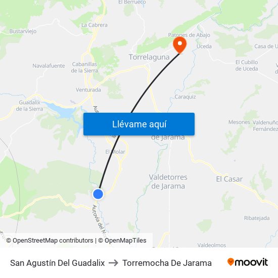 San Agustín Del Guadalix to Torremocha De Jarama map