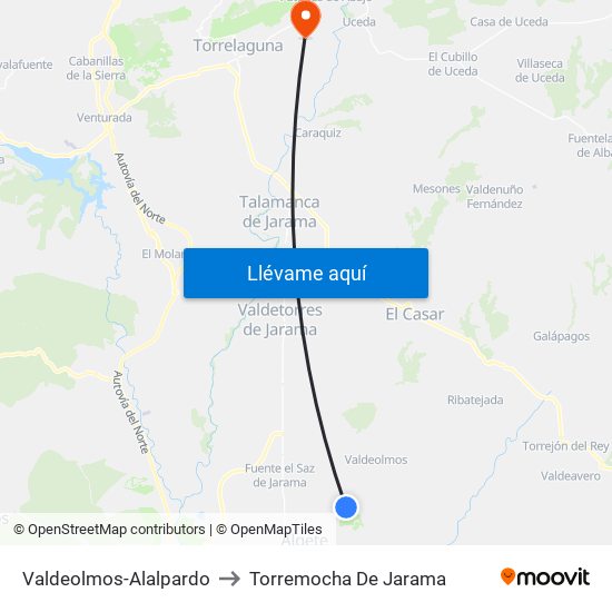 Valdeolmos-Alalpardo to Torremocha De Jarama map