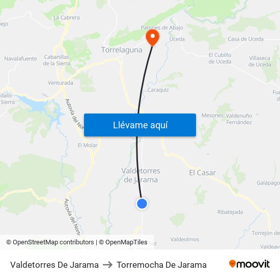 Valdetorres De Jarama to Torremocha De Jarama map