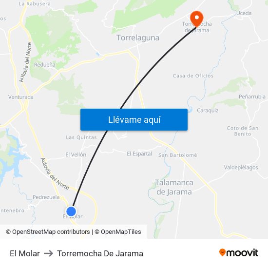 El Molar to Torremocha De Jarama map