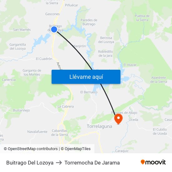 Buitrago Del Lozoya to Torremocha De Jarama map