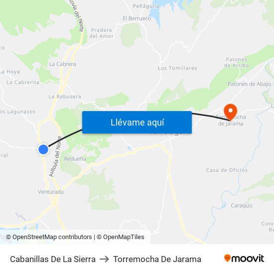 Cabanillas De La Sierra to Torremocha De Jarama map