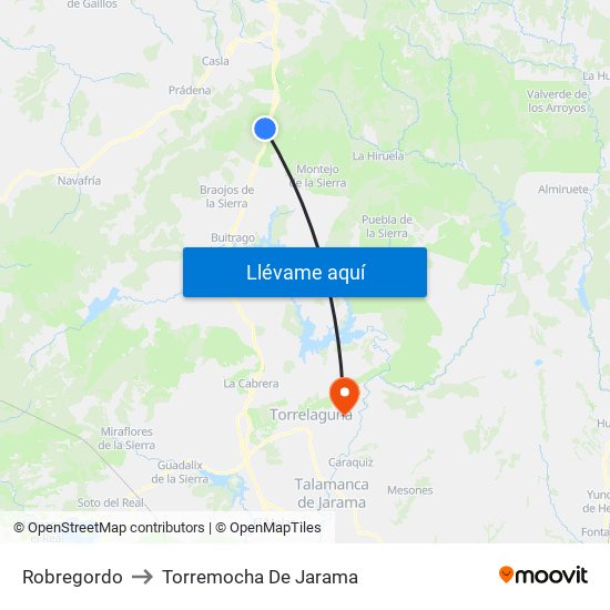 Robregordo to Torremocha De Jarama map